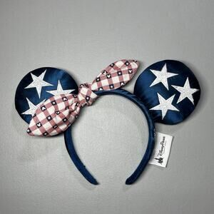 Disney Minnie Mouse Headband Stars Stripes Independence Day 4th of July Print